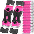 Razor Blade Scraper Tool Kit - 2Pack Razor Scrapers & 40Pcs Extra Blades. Plastic Paint Scraper Tool. Razor Scraper Tool for Glass Top Stove. Scrappers for Cleaning Window. Cooktop. Oven. Floor