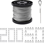328ft Wire Rope Crimping Tool Kit. Stainless Steel Wire Rope Cable with Aluminum Crimping Sleeves and Stainless Steel Thimbles for Railing. Decking. Picture Hanging (328ft)